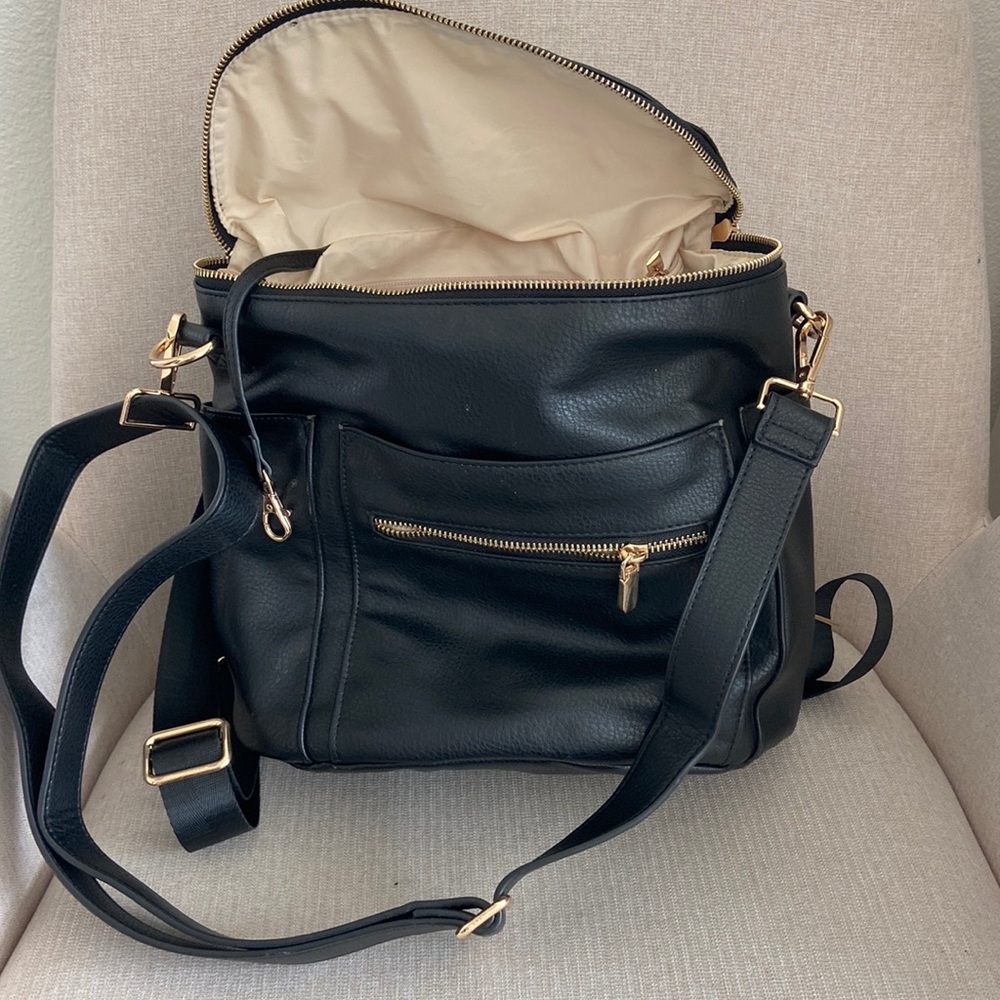 Elegant Black Leather Backpack